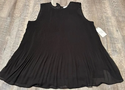 Camiseta sin mangas Time And Tru negra plisada nueva con etiquetas XL Foto 1 de 2