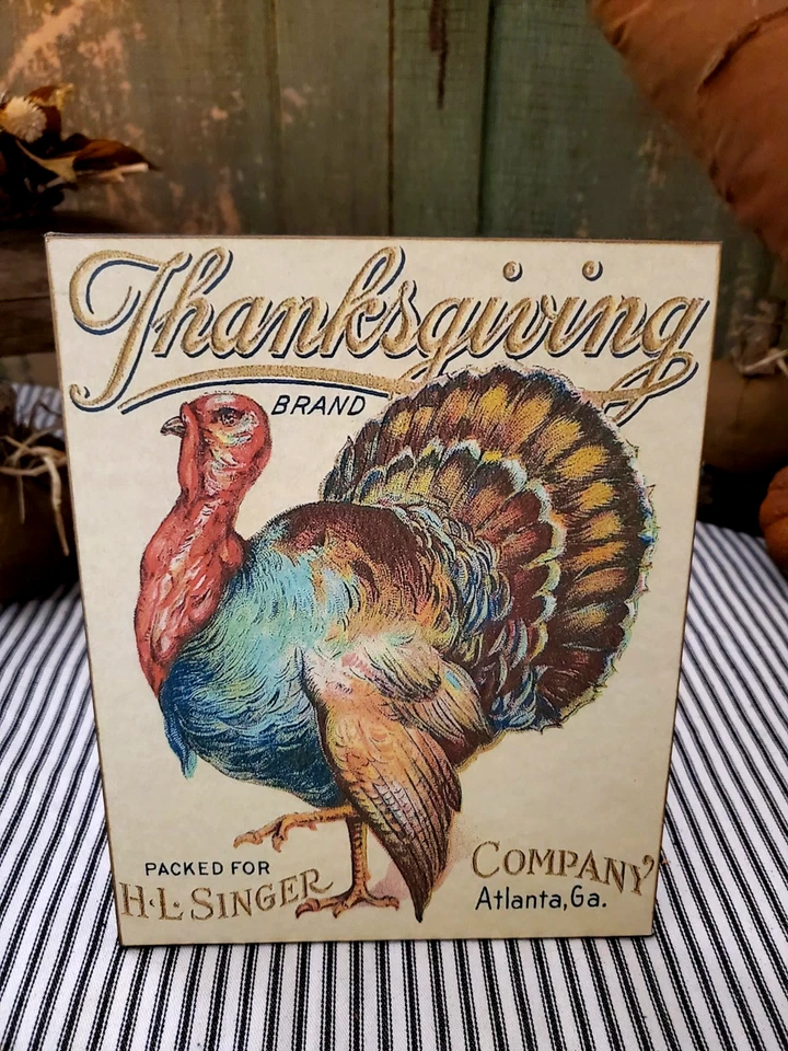 GRAN LETRERO PUBLICITARIO RETRO ANTIGUO PRIMITIVO VINTAGE ESTILO GRANJA ACCIÓN DE GRACIAS PAVO Foto 1 de 4