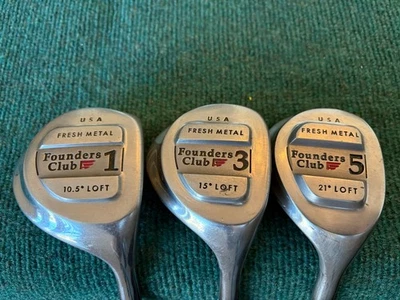 FOUNDERS CLUB FRESH METAL WOOD SET - RH, 1/3/5, Stiff Steel, Brown Avon Grips!!! - Image 1 of 4