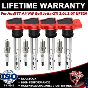 4X Ignition Coils + 4X Spark Plugs for 2005-2013 Audi A3 A5 Q5 TT Quattro 2.0L - Picture 1 of 12