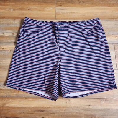 Lands' End  Swim Trunks Mens XXL Blue Red Lined 7" Shorts Sunset Striped NEW  - Image 1 of 4