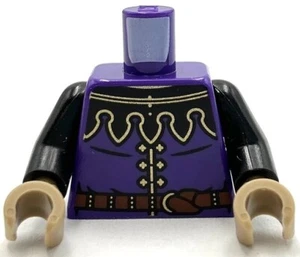 Lego Nueva Minifigura Abrigo Torso Púrpura Oscuro Manto Negro con 5 Puntos Cinturón Parte - Imagen 1 de 1
