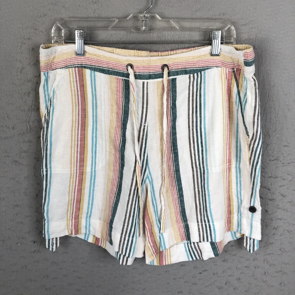 Per Se Shorts Womens Large Rainbow Stripes Linen Blend Beach Vacay Casual Airy - Image 1 of 4