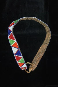 Vintage Hand Perlen Leder Gürtel 28"L Top Zustand  - Bild 1 von 8