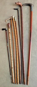 OLD STICKS 8 NO 2 WALKING 38'' LONG ,SWAGGER & CANE  31.5'' TO 21'' - Picture 1 of 24