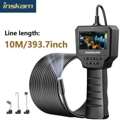 INSKAM 10M Industrial Endoscope,8mm 1080HD Borescope Inspection Camera 2.4 Inch IPS LCD