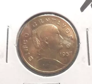 MONETA MESSICANA DA 5 CENTAVOS CIRCOLATA 1957! - Foto 1 di 2