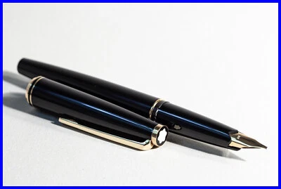 Montblanc 221 em preto e dourado enchimento de cartucho com oblíquo BROAD 585 ouro novo na caixa - Imagem 1 de 4