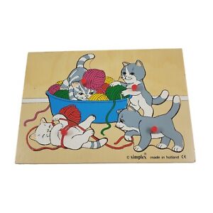Vintage Simplex Wooden Puzzle Cats Made in Holland