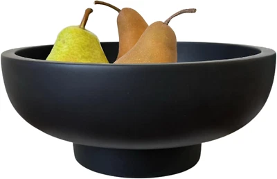 Concrete Black Decorative Bowl: Modern Pedestal Fruit Bowl for Kitchen Counter - Image 1 of 4