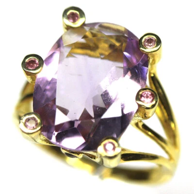 Anillo Joyería Piedras Preciosas Rosa Amatista y Zafiro Rosa Plata 925 Talla 6.75 Foto 1 de 4