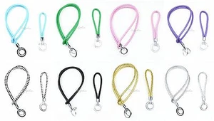 Cordón de cuero PU tejido multicolor + pulsera con doble llavero llavero - Imagen 1 de 9