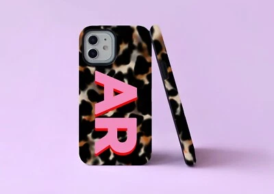 Tortoiseshell Monogram Pink Initials Tough Phone Case/Cover For iPhone Samsung - Image 1 of 4