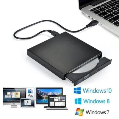 USB2.0 DVD±RW CD±RW Drive Writer Burner Player For Windows 7/8/10/11 Mac Linux - Image 1 of 4