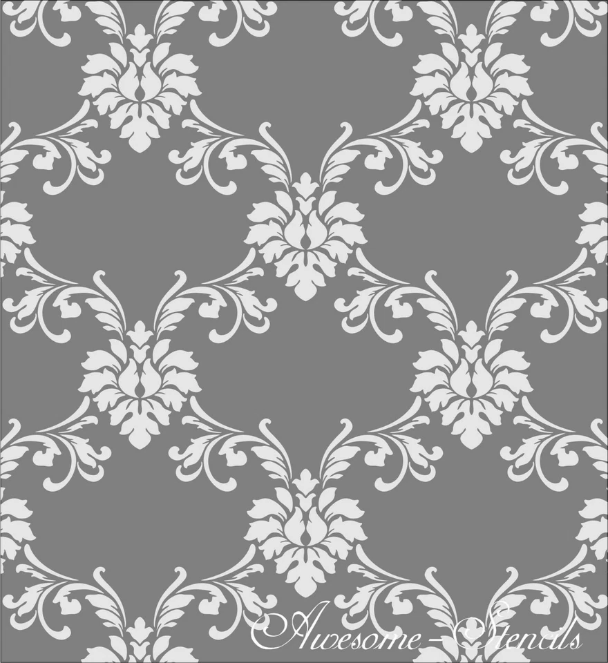 Plantilla de Pared Damasco Enrejado Reutilizable Pequeño Patrón DM#18  Foto 1 de 4