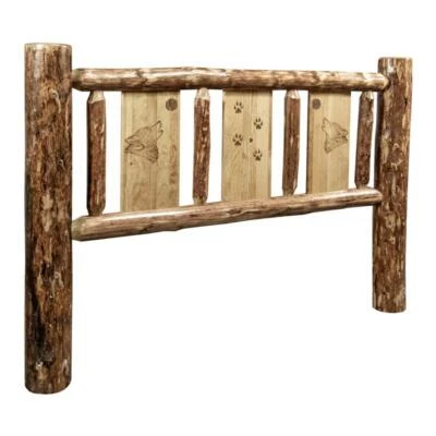 Montana Woodworks Glacier Country Wolf Wood California King Headboard in Brown - Image 1 of 4