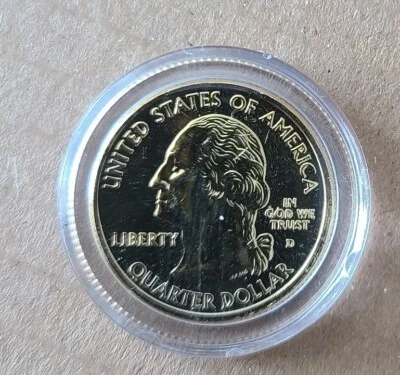 GOLD PLATED 2002-D INDIANA U.S. STATE QUARTER - Uncirculated  - Image 1 of 2