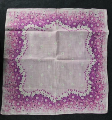 Pañuelo vintage púrpura margarita pañuelo festoneado flor estampado floral romántico Foto 1 de 4
