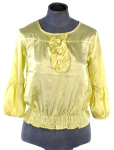 Girls Satin Top Yellow Blouse Their Nibs Ruffled Shirred Waist Age 5 6 yrs BNWT - Picture 1 of 12