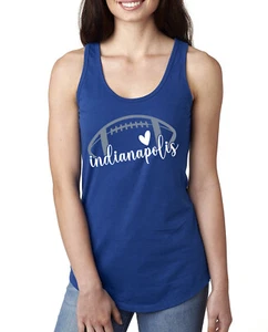 Fan Of Indianapolis Football White Heart Script Writing Ladies Tank Top - Picture 1 of 3