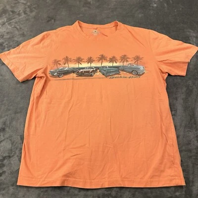 Camisa Island Shores Para Hombre Mediana Naranja Manga Corta Informal Gráfico Coches Clásicos Foto 1 de 4