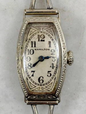 Антикварные часы HAMILTON из чистого белого золота 14 карат. Ар-деко калибр 989 17 камней - Изображение 1 из 4