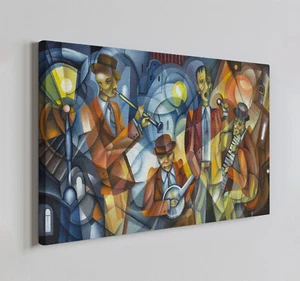 Arte de pared con impresión en lienzo estilo cubismo orquesta musical, decoración del hogar colgante de pared - Imagen 1 de 10