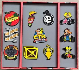 Crash Bandicoot Pin Set CTR Racing Nitro Fueled Game Badge Playstation NEW - Picture 1 of 5