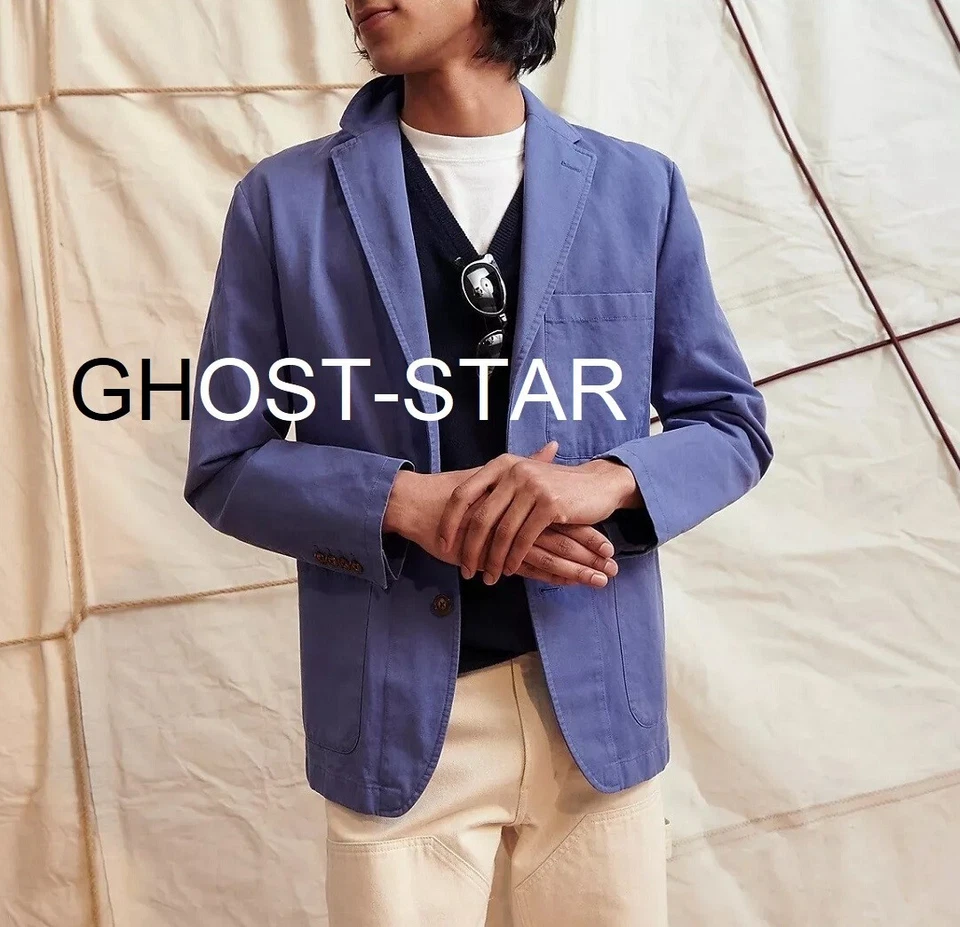 J.CREW NAVY BLUE GARMENT DYED COTTON LINEN BLEND CHINO SUIT JACKET AX270 SIZE 36