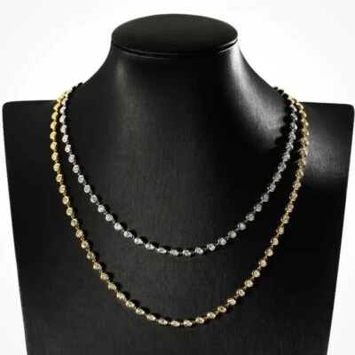 Gargantilla de plata de ley 925 con cadena de burbujas de moissanita redonda de 3 mm D VVS1 GRA Foto 1 de 4