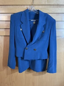 Comotaji Women’s Peacoat And Skirt 100% Silk Made Italy Coat Sz M Skirt Sz 24-26 - Picture 1 of 16