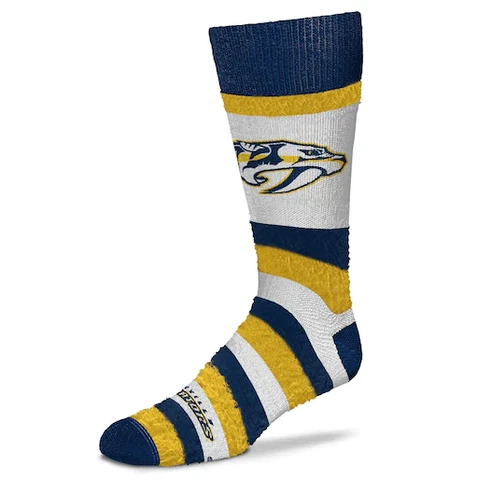 Nashville Predators Hockey Rainbow Pro Stripe Fuzzy Crew Socks Cover
