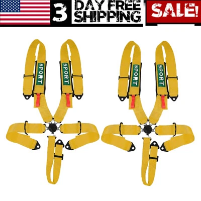 2X 5 Point 3" Safety Racing Seat Belt Harness Red ATV BUGGY OFF ROAD RZR Polaris - Image 1 of 4