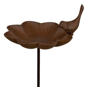 Esschert Design Vogeltränke Vogelbad Vogelbecken Futterschale Guss Vogel Stab - Bild 1 von 2