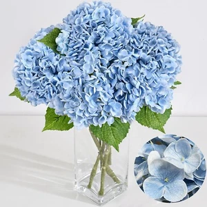 Elegant 3PCS Faux Blue Hydrangea - 21 Inch Hydrangea - Indoor Outdoor Use - Picture 1 of 9