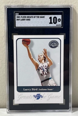 2001 FLEER GREATS OF THE GAME #49 LARRY BIRD HOF SGC 10-(bin3127GG) - Image 1 of 2