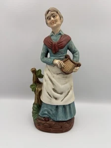 Estatuilla de mujer de cerámica vintage con lira - Estatua de arte popular Fambro - Imagen 1 de 11