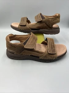 Sandalias Clarks Unstructured Nature Trek, parte superior de cuero combinado tostado. Hombre Talla 7 - Imagen 1 de 9