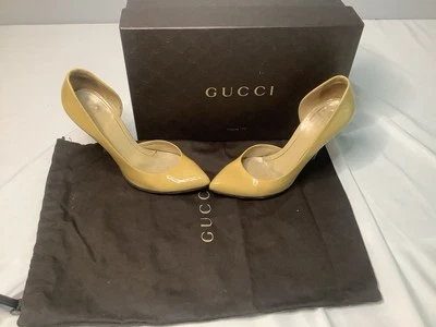 Gucci туфли на высоком каблуке размер 6 36 Lt порошок Vernice кристалл $525 желтовато-коричневый цвет - Изображение 1 из 4