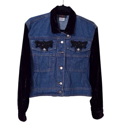Palmer E Palmer Australia VTG Medium Western Velvet Embellished Denim Jacket - Image 1 of 4