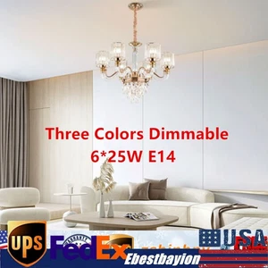Modern Round Crystal Chandelier 6-Light Pendant Lamp Ceiling Fixture 70x49cm New - Picture 1 of 12