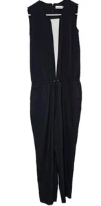 Calvin Klein Womens Jumpsuit Black/white  Jumper Size 8 Elastic Drawstring Waist - Picture 1 of 8