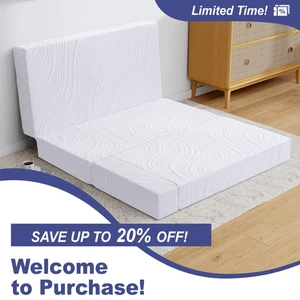 10cm/15cm Tri Fold Mattress,Fold Mattress With Double Layer Memory Foam Mattress - Picture 1 of 11