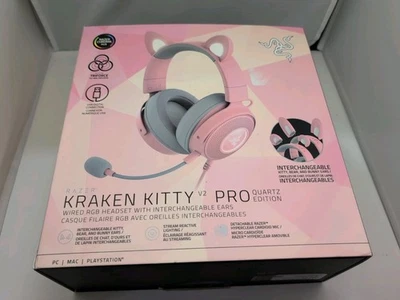 Razer Kraken Kitty V2 Pro Wired RGB Headset Interchangeable Ears Quart Pink Read - Image 1 of 4