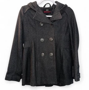 Miss Sixty Skirted Peacoat Y2K Women’s Size Large Dark Gray  - Picture 1 of 5