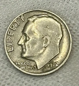 1972 No Mint Mark Circulated Roosevelt Dime - Picture 1 of 4