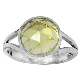 Faceted Natural Lemon Quartz 925 Sterling Silver Ring s.8.5 Jewelry R-1005 - Picture 1 of 5