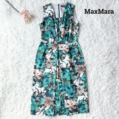 Vestido Largo Max Mara Studio Excelente Estado Floral Verde Talla S M Foto 1 de 4