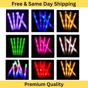 LED Foam Stick - Glow Sticks Batons with 3 Flashing Mode, Wedding DJ Party Glowz - Picture 1 of 20