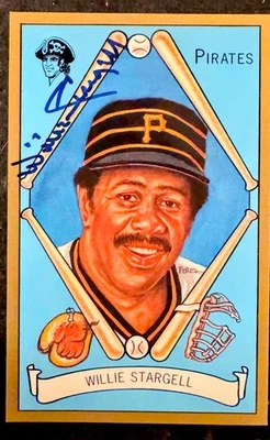 WILLIE STARGELL AUTOGRAPHED 3x5 PEREZ STEELE MASTERWORKS HOF POSTCARD JSA COA - Image 1 of 3